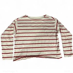 Old Navy Women’s Red and White Striped Mariner Long Sleeve Shirt